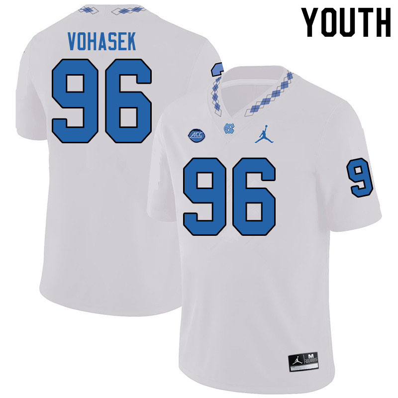 Jordan Brand Youth #96 Raymond Vohasek North Carolina Tar Heels College Football Jerseys Sale-White - Click Image to Close